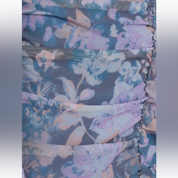 Free People Chloe One-Shoulder Net Ruched Dress medium - Picture 5 of 9